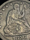 1856 Seated Quarter-FULL LIBERTY-Rare SHATTERED REVERSE-Die Breaks at Q, U & N!