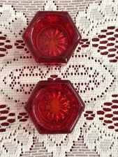 SET of 2 Mosser Cranberry Red Glass Open Salt Cellars