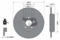 2 PCS Bendix Braking BDS1412 Brake Disc