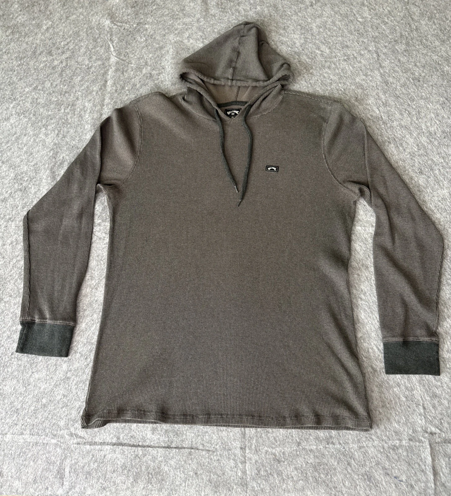 Billabong Mens XL Dark Gray Thermal Stretch Waffle Drawstring Hoodie