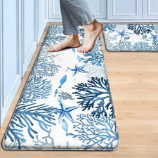 Kitchen Mats for Floor Cushioned Anti Fatigue Sets of 2 Coastal Kitchen Rugs Non