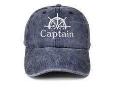 Embroidered Baseball Hats for Boy Girl One Size Captain Washed Navy Blue