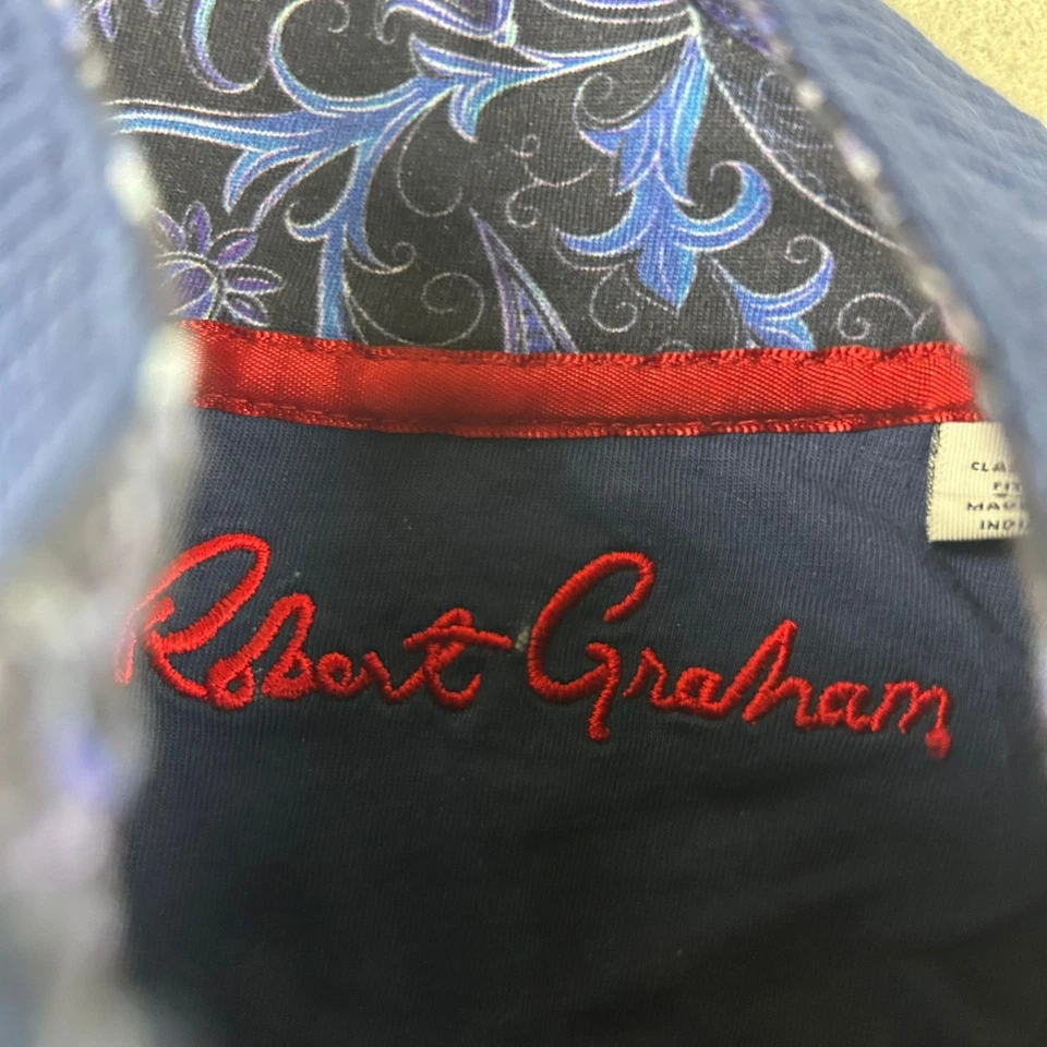 Sudadera Robert Graham Hombre Grande Azul 1/4 Cremallera Cuello Simulado Calce Clásico Ropa Activa Foto 2 de 4