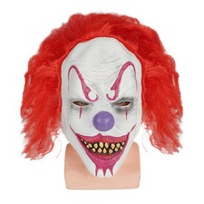 Halloween Scary Mask Adult Teens Red Hair Clown Latex Cosplay Horry Mask Prop UK