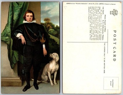Prince Rupert of the Rhine Vandyke Boy Dog Portrait Postcard