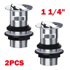 2Pcs Copper Flip Top Swivel Basin Sink Waste Chrome Slotted Waste 1 1/4" UK