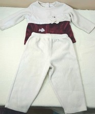 Vtg Sesame Street 24 Months Baby Girl Cream Fleece Velour Shirt Pant Set 1990s