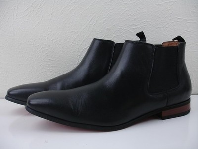Men's 11 M La Milano Taos Black Leather Chelsea Dress Ankle Boots Slip-On Ankle