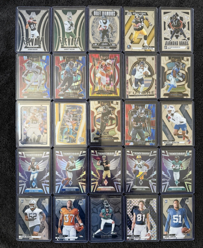 Large Lot of 25 NFL & College Football Trading Cards - Mosaic, Select, & Phoenix
