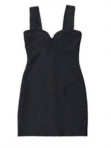 Herve Leger Icon Strappy Sweetheart Bandage Dress Black Mini Bodycon LBD Small
