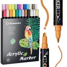GenuisArt 24 Colors Acrylic Paint Pens, 1 Count Pack of 24 , Multicolor