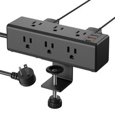 Desk Clamp Power Strip with 9 Outlets, Desktop Edge Mount Surge Protector wit...