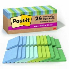 Post it 100 Recycled Paper Super Sticky Notes 3 in x 3 in O 833051