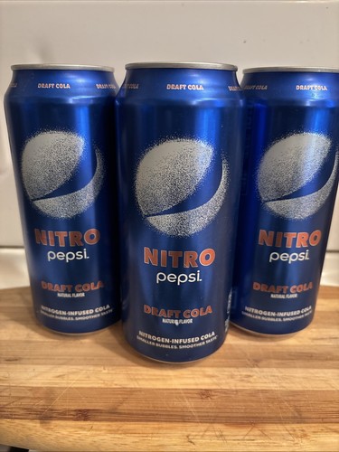3 Dosen NITRO Pepsi Draft Cola 13,65 oz. Nitrogen Infused Soda UNGEÖFFNET Neu - Bild 1 von 4