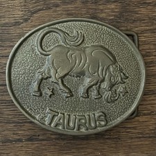Vintage Belt Buckle Taurus Zodiac, Astrology, Horoscope Birthday Gift 1970s