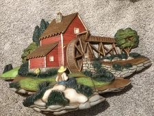 Vtg Burwood Products 2460 Wall Hanging 1980 Old Grist Mill Water Wheel