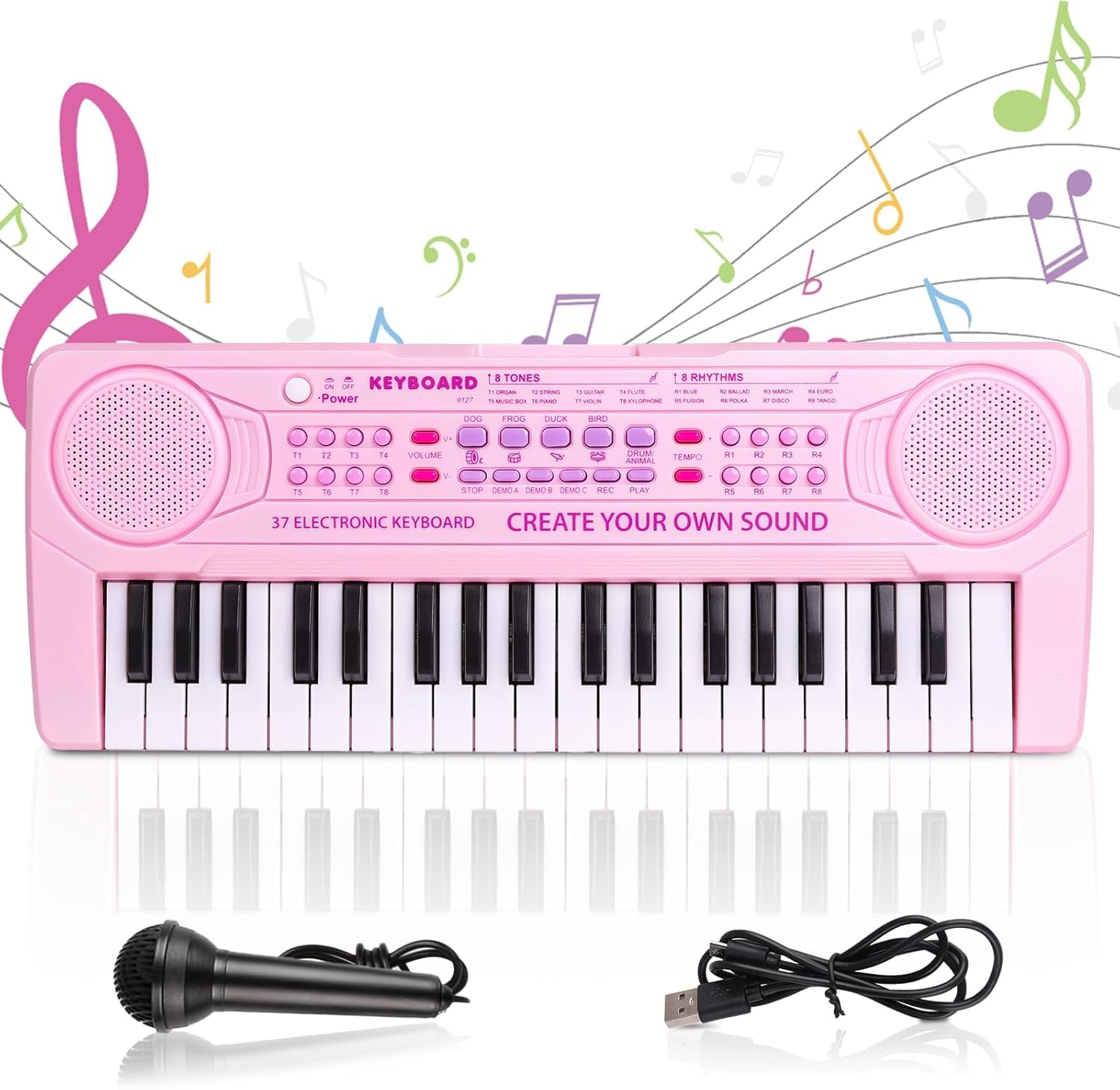 Kids Piano Keyboard, 37 Keys Electronic Music Piano for Kids Portable Multi-Func
