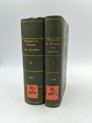 Codes egyptiens et Lois Usuelles en vigueur en Egypte(2 vols.) Wathelet, J. -A. 