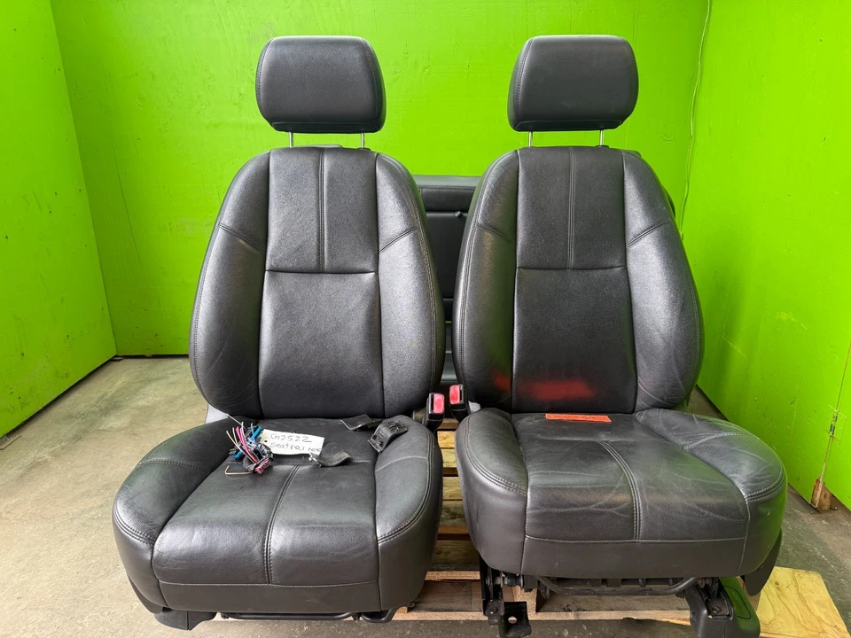 09 GMC SIERRA 2500hd 3500 HEATED FRONT REAR BLACK LEATHER SEATS 07-13 - Image 4 of 4