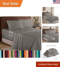 Luxury 1500 Hotel Quality Microfiber 4-Piece Sheet Set - Soft, All Around El...