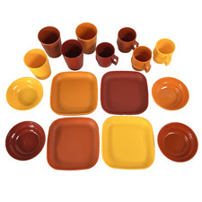 Vtg Tupperware Tuppertoys Childs Play Toy Dish Set of 16 Harvest Plate Bowls Cup