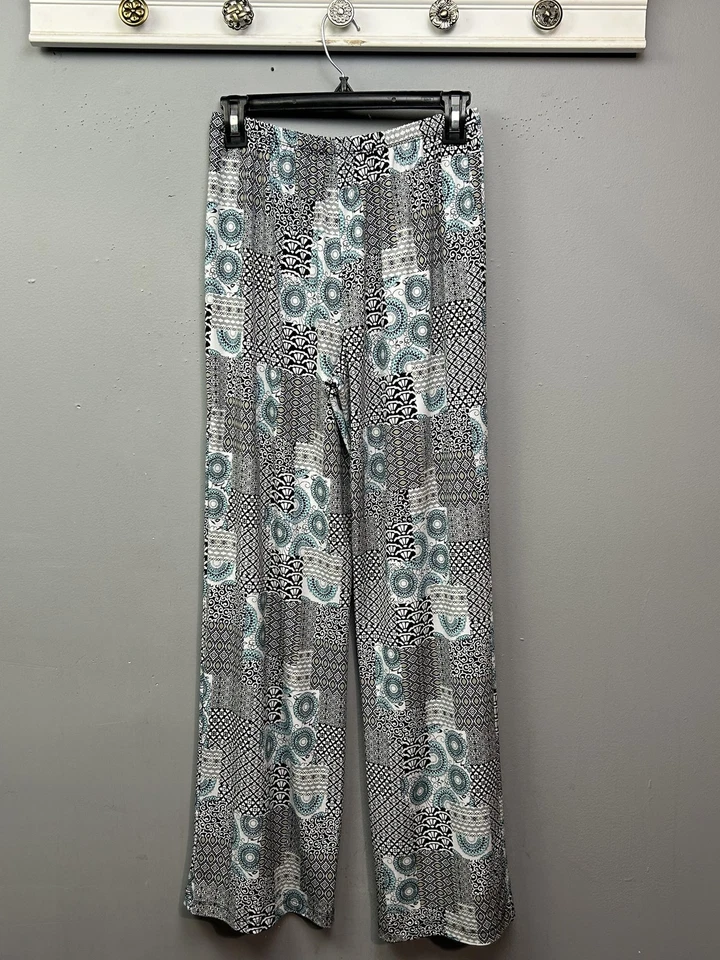 Grace Elements Pants Womens Small Patchwork Print Wide Leg Stretch Flare Casual - Image 2 of 4