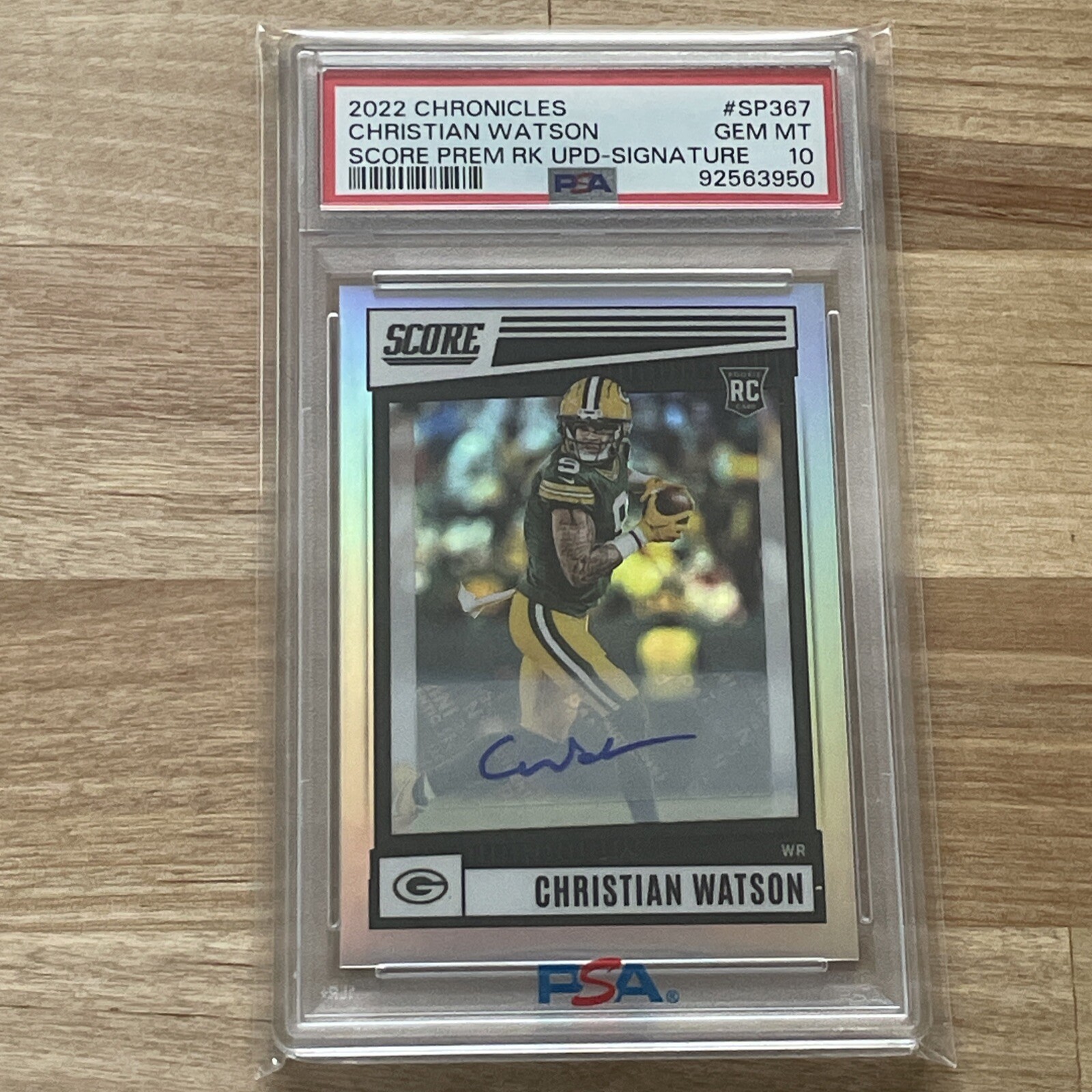 2022 Chronicles Score Football Christian Watson Silver Auto 69/75 RC Packers