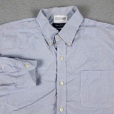 Nautica Shirt Mens Size 17 Blue Check Dress Button Up Long Sleeve
