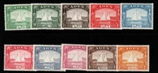 ADEN SG1/10 1937 DHOWS SET TO 2r MTD MINT