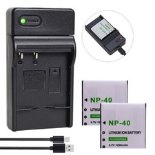 2x Battery for NP-40 Casio Exilim Zoom EX-Z600 EX-Z750 EX-Z40 EX-Z850 +Charger