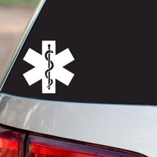 EMT MFR Medic EMS Star of Life sticker regular  Chrome Mirror Vinyl Colors