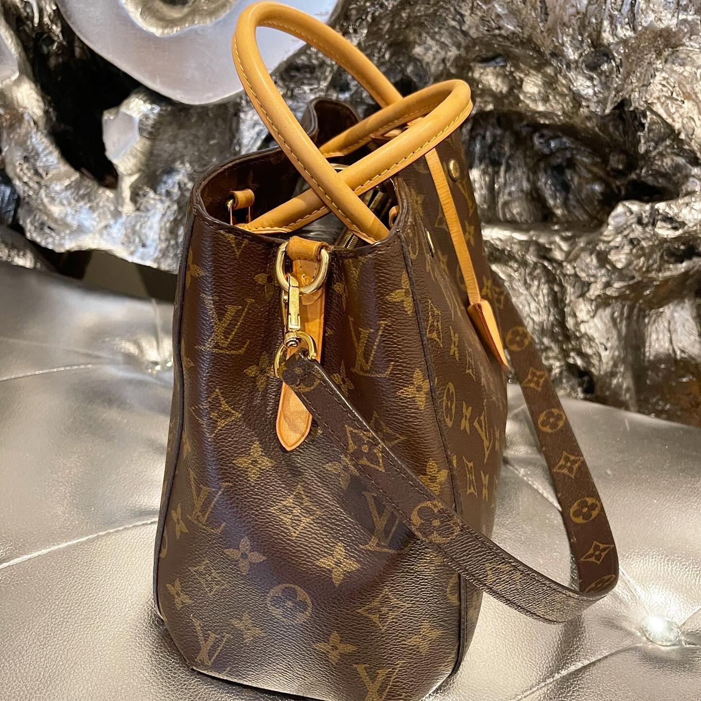 Louis Vuitton Braided Handle Montaigne Handbag Monogram Canvas BB Brown  2212875