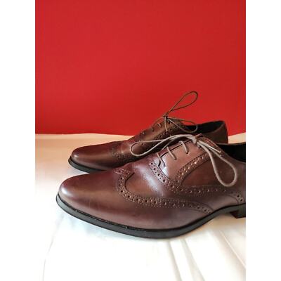 Asos Mens Brown Leather Lace Up Wing Tip Oxford Dress Shoes  display picture 3