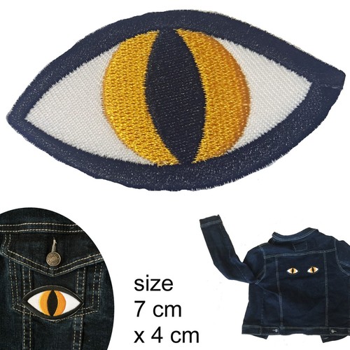 Cat eye patch tabby yellow feline cats eyes ironon embroidery heat patches eBay