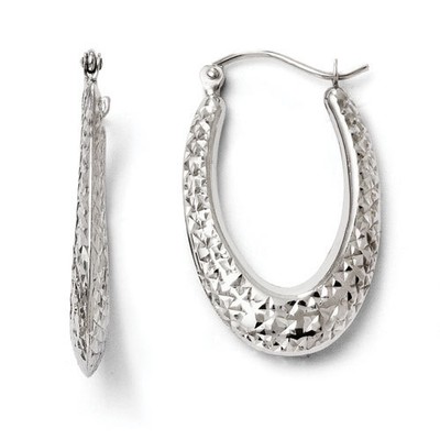 Leslies 10k Polished Diamond-cut Oval Hoop Earrings