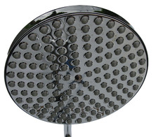 Chrome Round Rain Drench Shower Head, 19cms Diam, Brass & Chrome, Rubber Nozzles