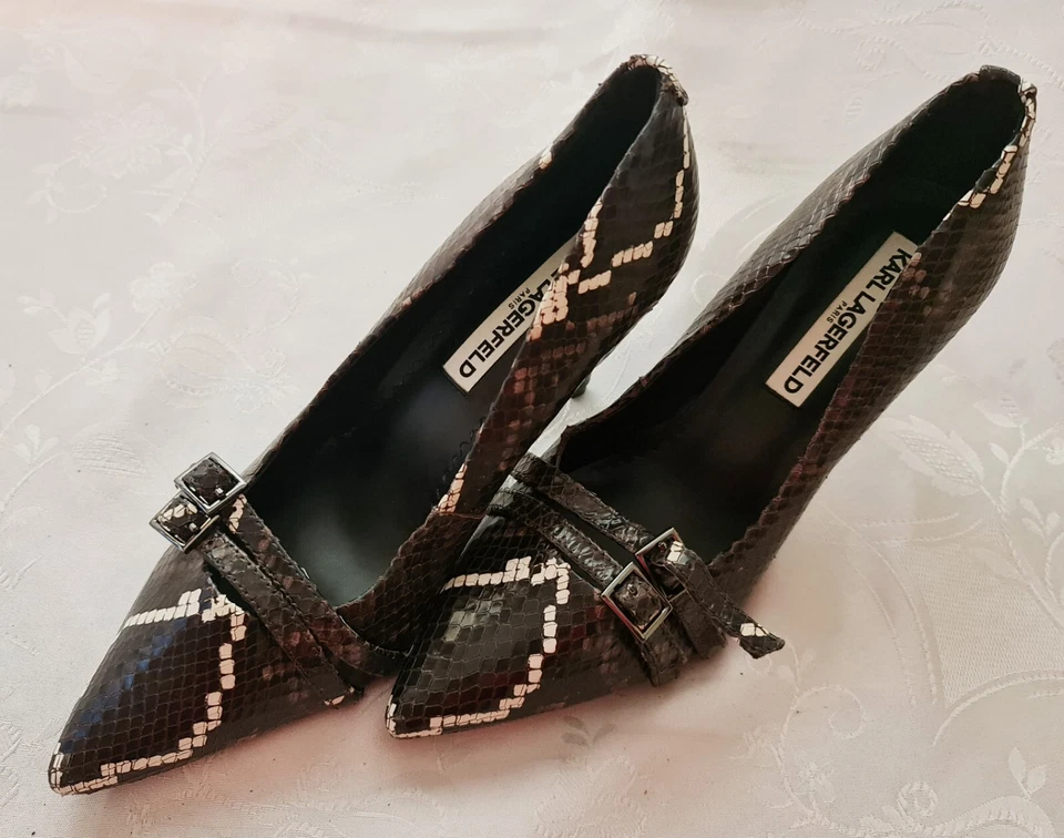 Auténticos zapatos para mujer Karl Lagerfeld Paris Radella de cuero de serpiente: Us7.5Eu38 Foto 3 de 4