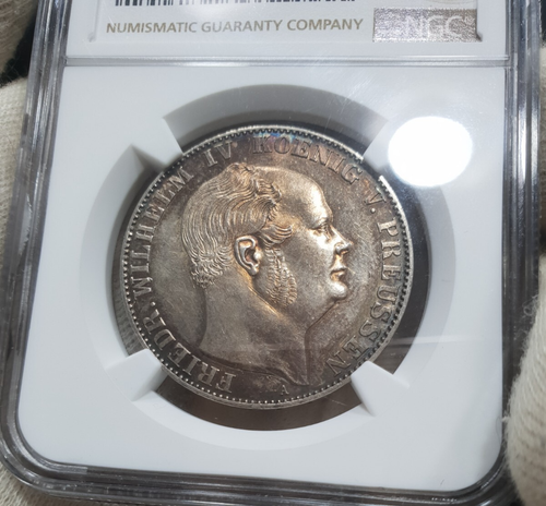 NGC Prussia 1 Thaler MS 61 1859 Silver Coin Unc Portrait Germany Large Head - Picture 7 of 10
