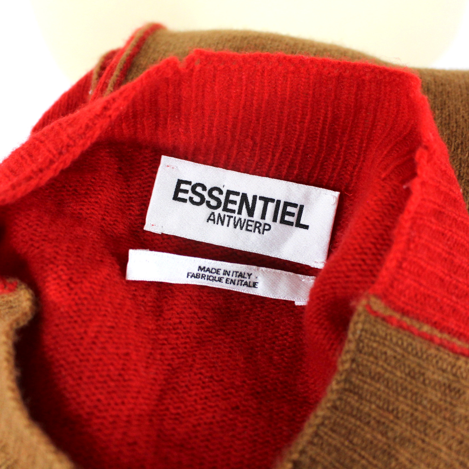 Essentiel Antwerp Cama Two Tone Cashmere Sweater Brown Red Pullover Size L image 6