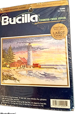 Bucilla Safe Passage (42005) Counted Cross Stitch Kit 7'' x 5'' NIP Lighthouse Sea