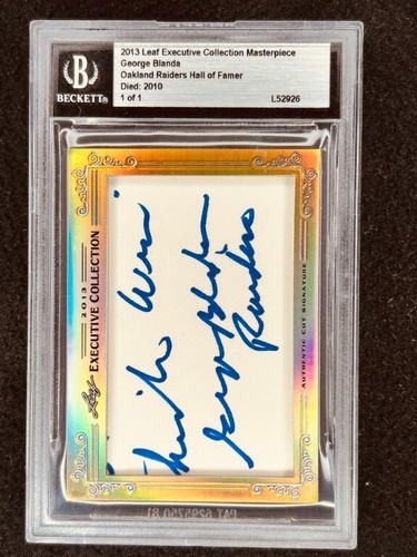 George Blanda 2013 Leaf Masterpiece Cut Signature autograph card 1/1 JSA Raiders - 第 1/2 張圖片