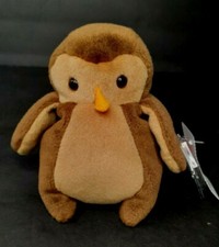 Ty Hoot The Owl Beanie Baby 1995 Mint condition And Mint Tag 4073