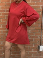 Long Sleeve Red Mini Sweater Dress 