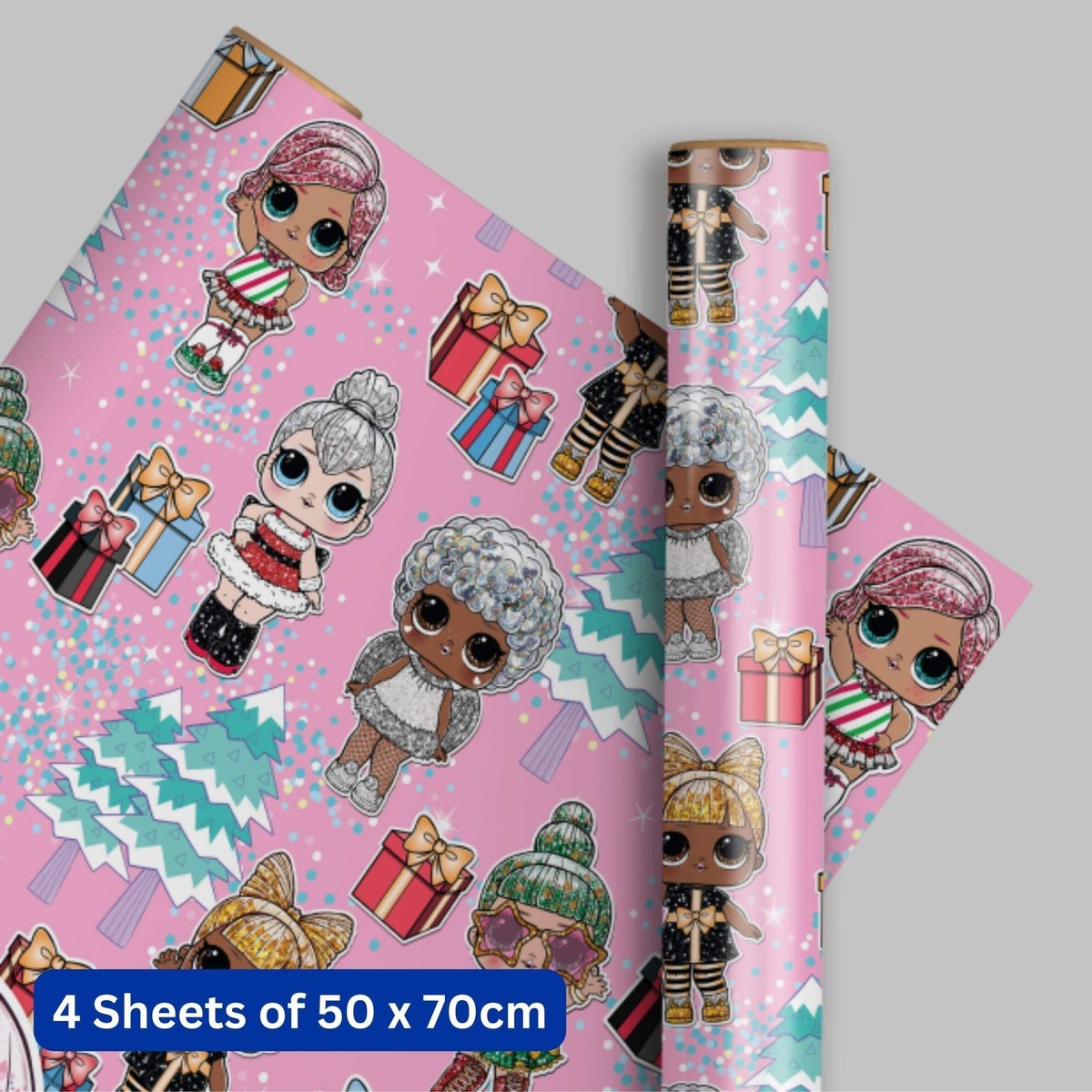 Wrapping Paper LOL Surprise Dolls Christmas Gift Wrap Sheets Tags