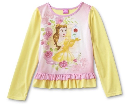 Disney Belle Pajamas Girl's 4 NeW Shirt Pants Beauty And The Beast Pjs Set NWT - Picture 4 of 6