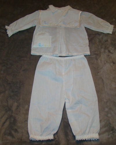 Vintage Baby Boys Size 18-24 Months 3 Piece White Blue Yellow Ducks Outfit