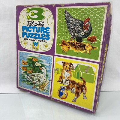 Tell-A-Tell Picture Puzzles 3 Puzzles on Heavy Board
