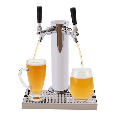 Double Tap Draft Beer Tower Kegerator Beer Tower Stainless Steel +Drip Tray USA