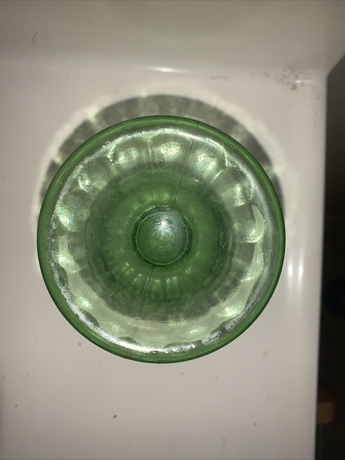 Poinsettia Floral Footed Candy Dish & Lid Green Uranium Glass