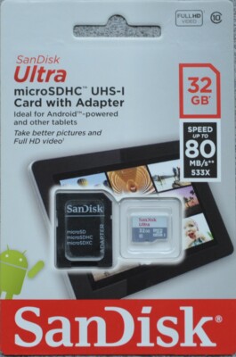 SanDisk Ultra micro SDHC UHS-I 32 GB Speicherkarte 80MB/s  NEU OVP